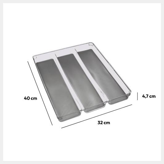 Acrylic Cutlery Holder 3-Compartment Division Non Slip