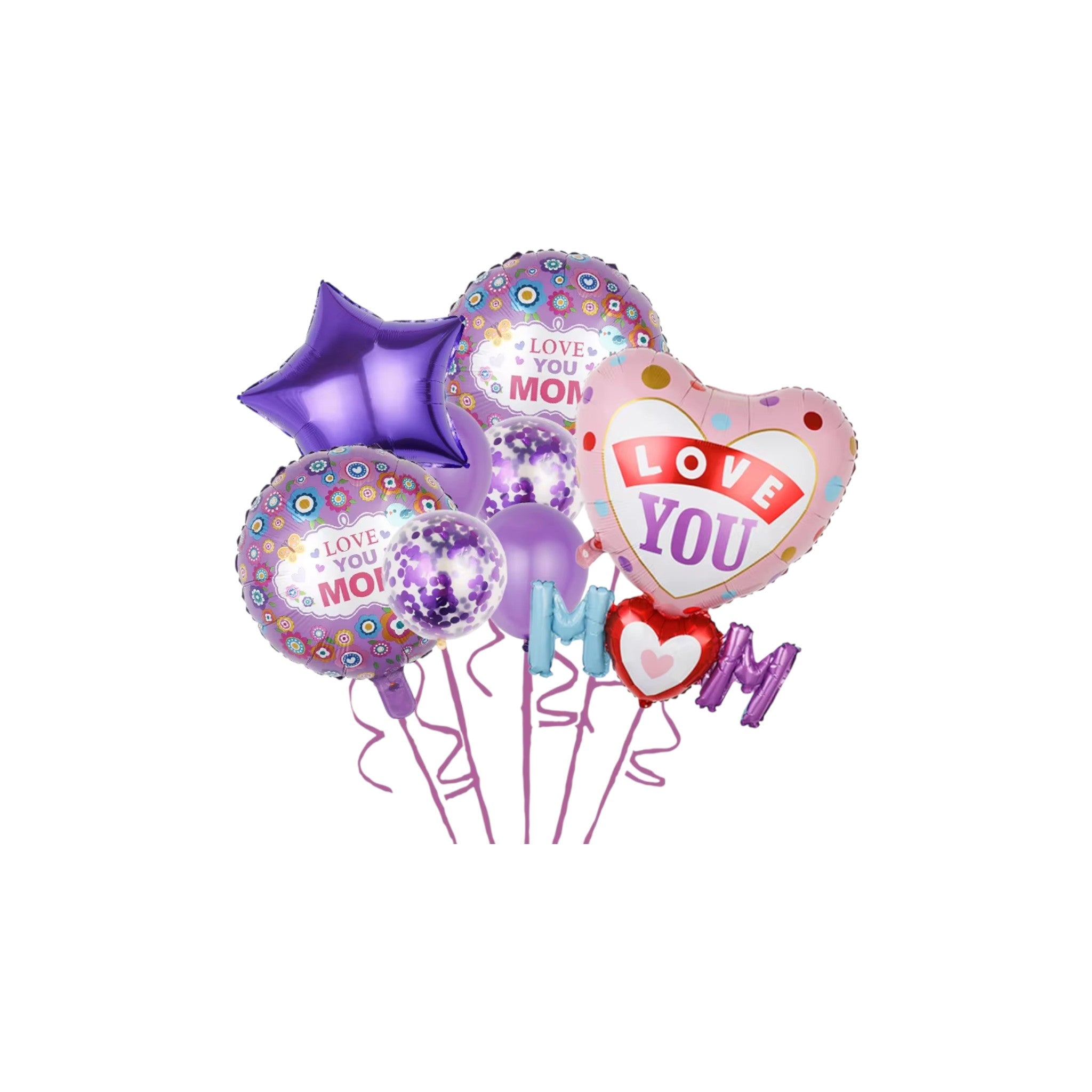 Helium Foil Balloon Mother's Day Bouquet 8pcs