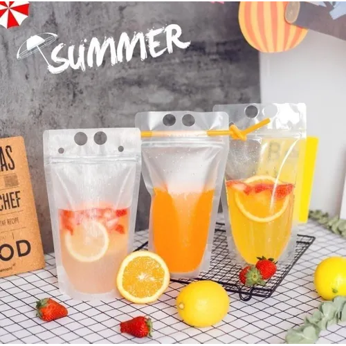 500ml Print Stand-up Drink Pouches 13x23x3cm Reusable