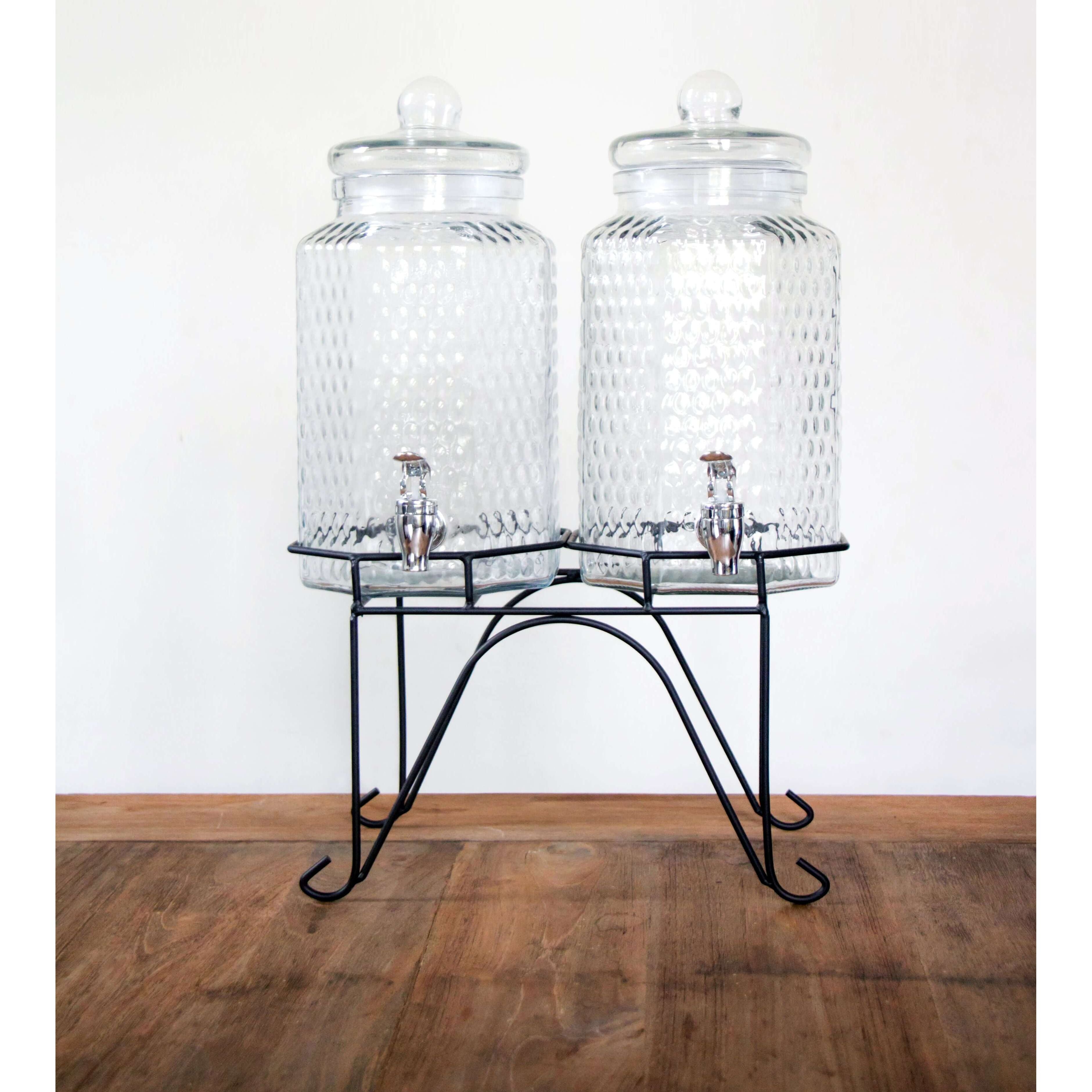 Yorkshire Beverage Dispenser 4L Glass Dual 2pc with Stand - 529