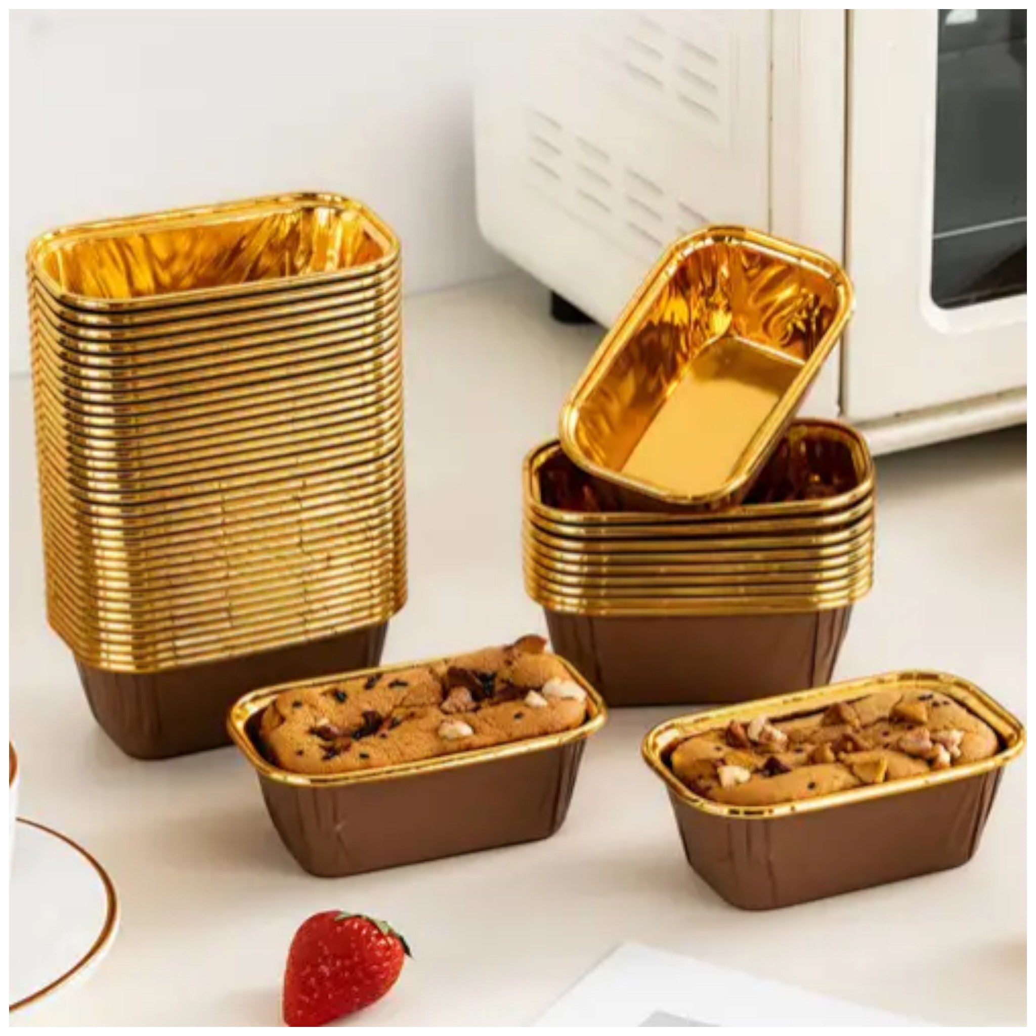 Disposable Rectangular Cupcake Muffin Liner 11.4x6.5x4cm - Aluminium Cake Mould