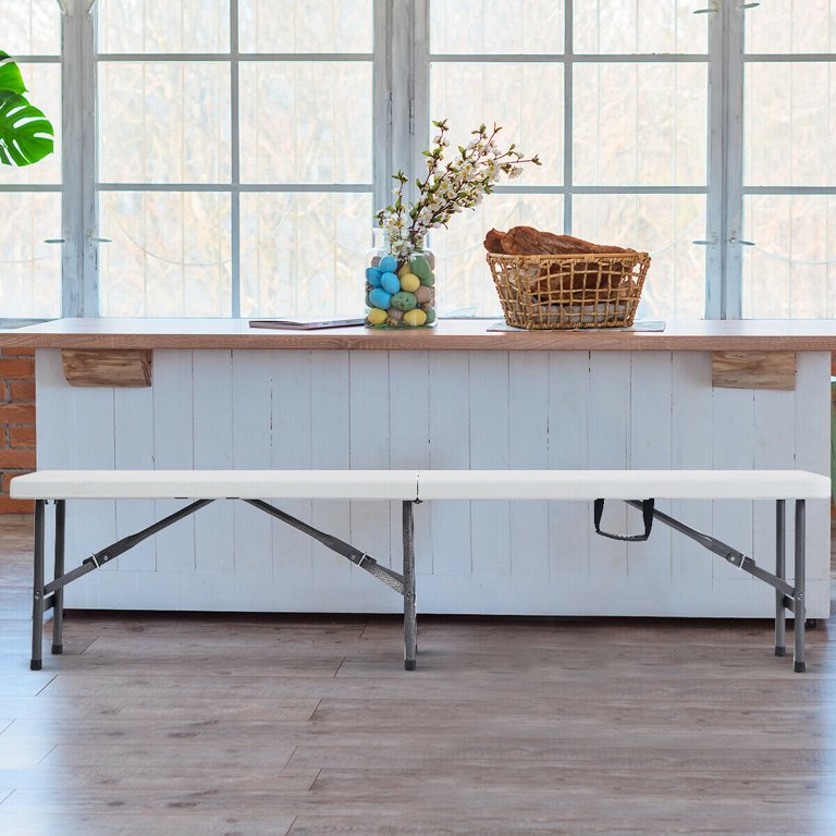 1.8m Folding Trestle Plastic Bench 6ft Wood Grain Finish