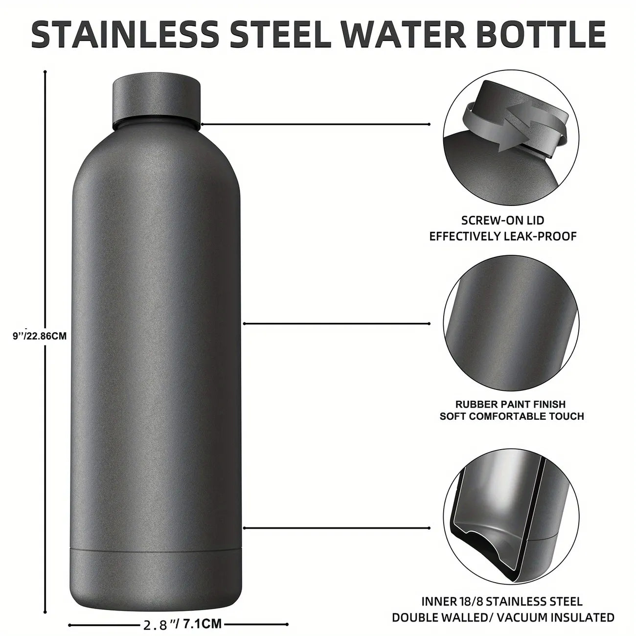 Thermos Matte Finish Silicone Flask Stainless Steel with Tag Handle 500ml 1pc