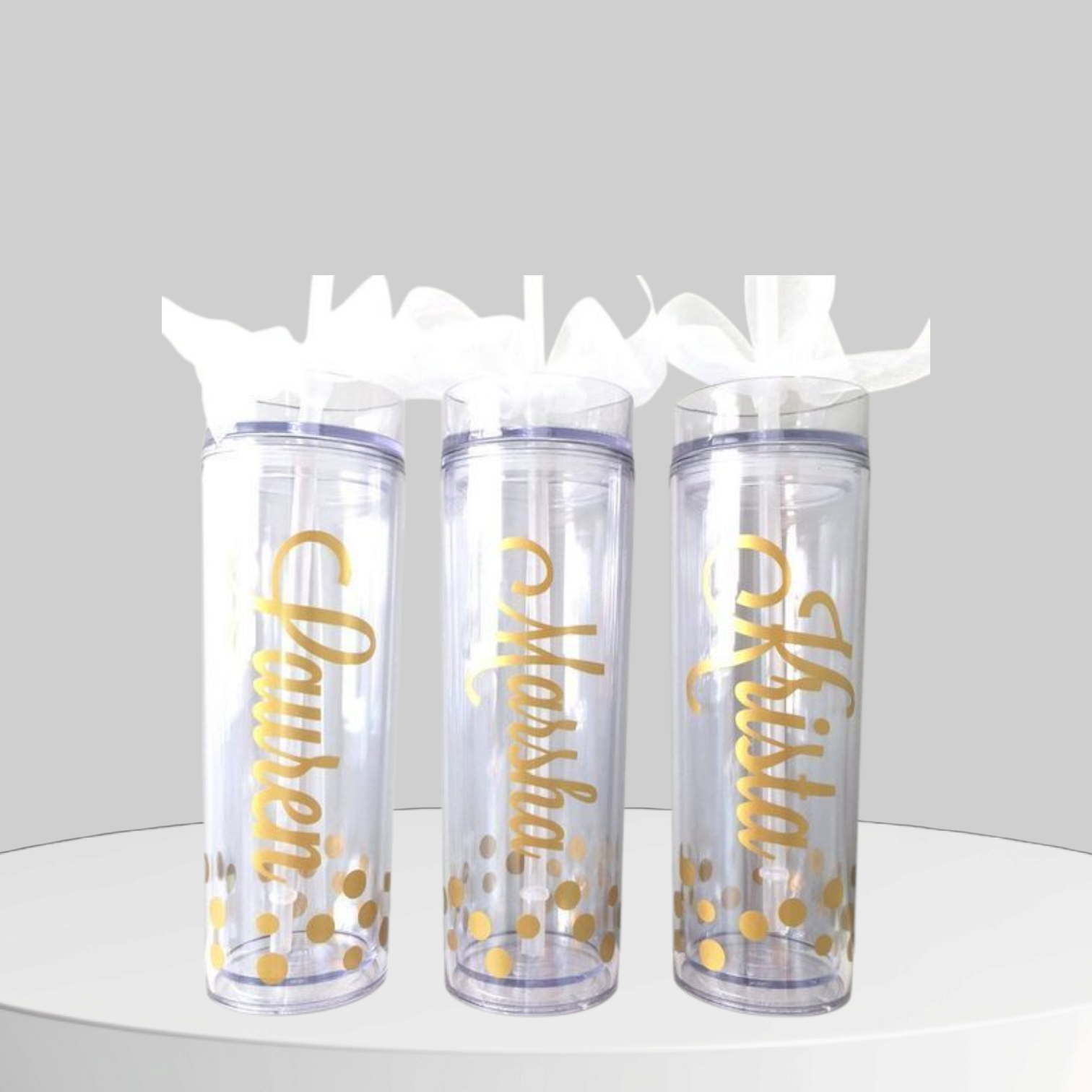 Skinny Drinking Tumbler 473ml Acrylic Transparent Color 7x21cm Reusable with Lid & Straw