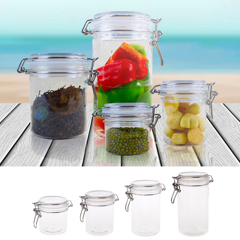Airtight Plastic Preserve Jar Container with Clip Clamp Lid
