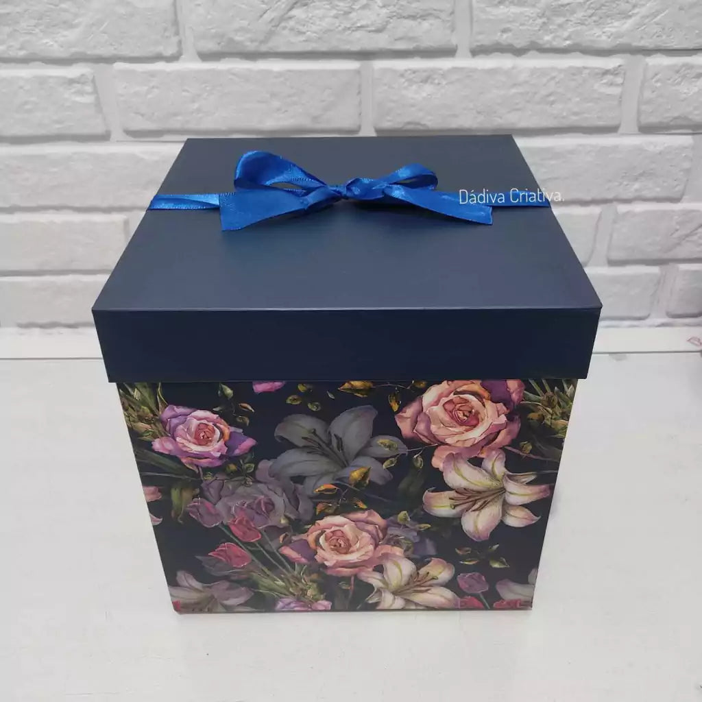 Gift Box Floral Patterned - Square Folding Cardboard Boxes