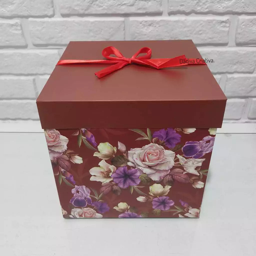 Gift Box Floral Patterned - Square Folding Cardboard Boxes