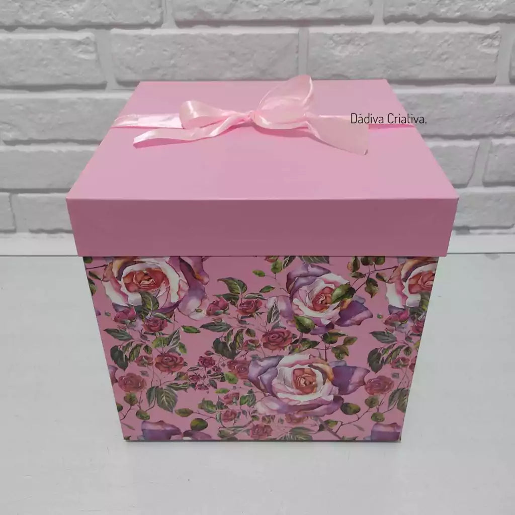 Gift Box Floral Patterned - Square Folding Cardboard Boxes