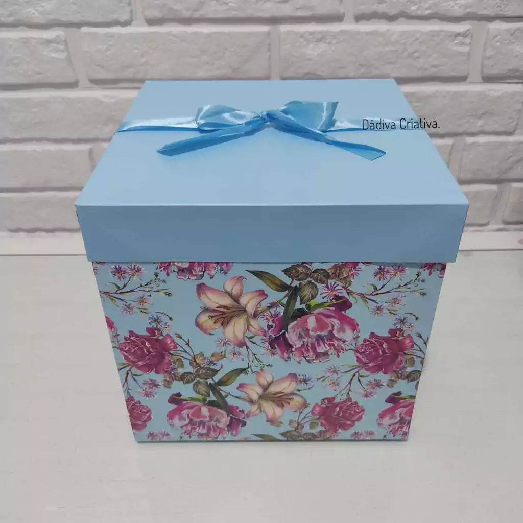 Gift Box Floral Patterned - Square Folding Cardboard Boxes