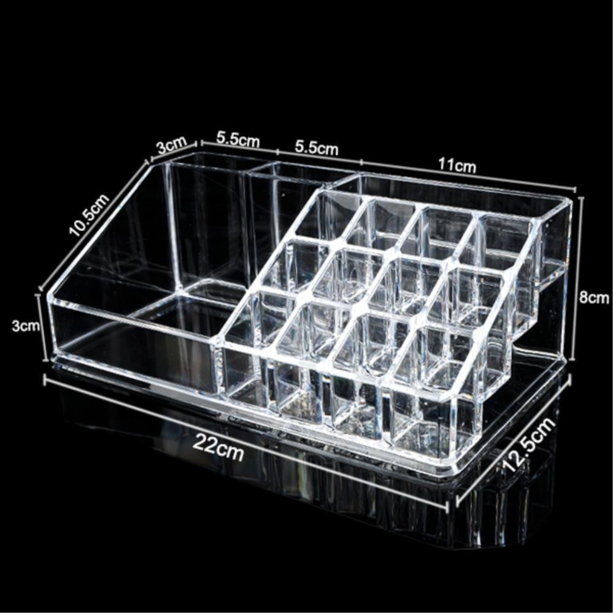 Modern Makeup Cosmetic Display Stand Storage Organizer - Clear Plastic