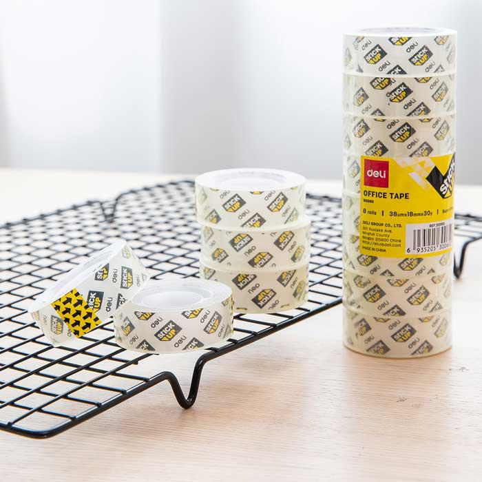 Deli Clear Office Tape 18mm x18m Tube of 8 Rolls E30064