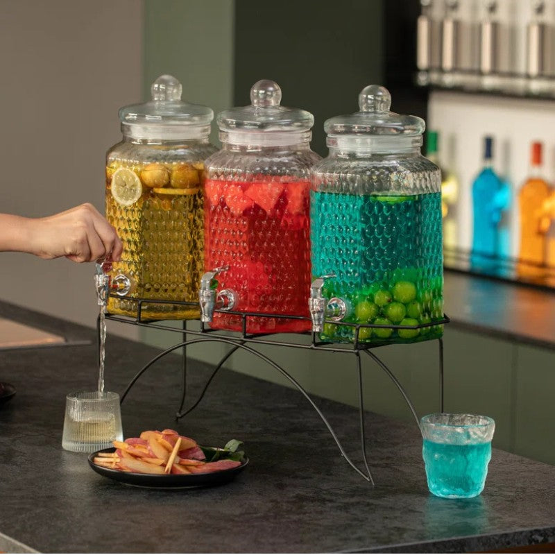 Beverage Dispenser 3L Glass 3pc Set with Stand 530