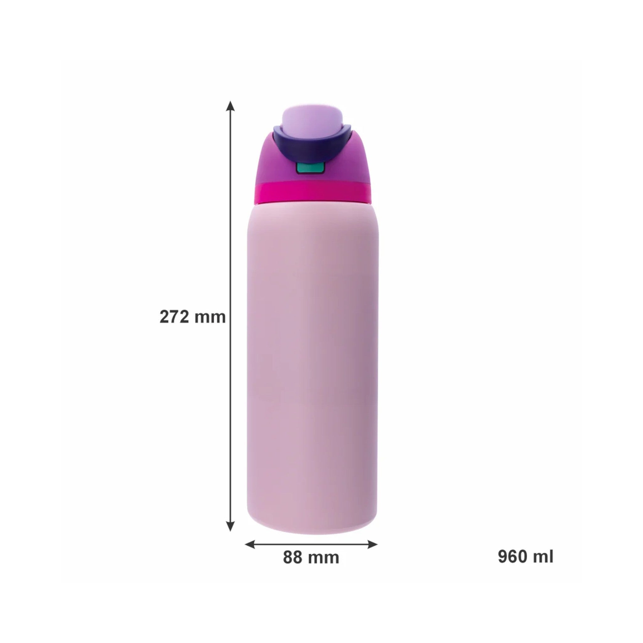 Regent Travel Vacuum Flask 960ml Pink Stainless Steel with Sip Straw