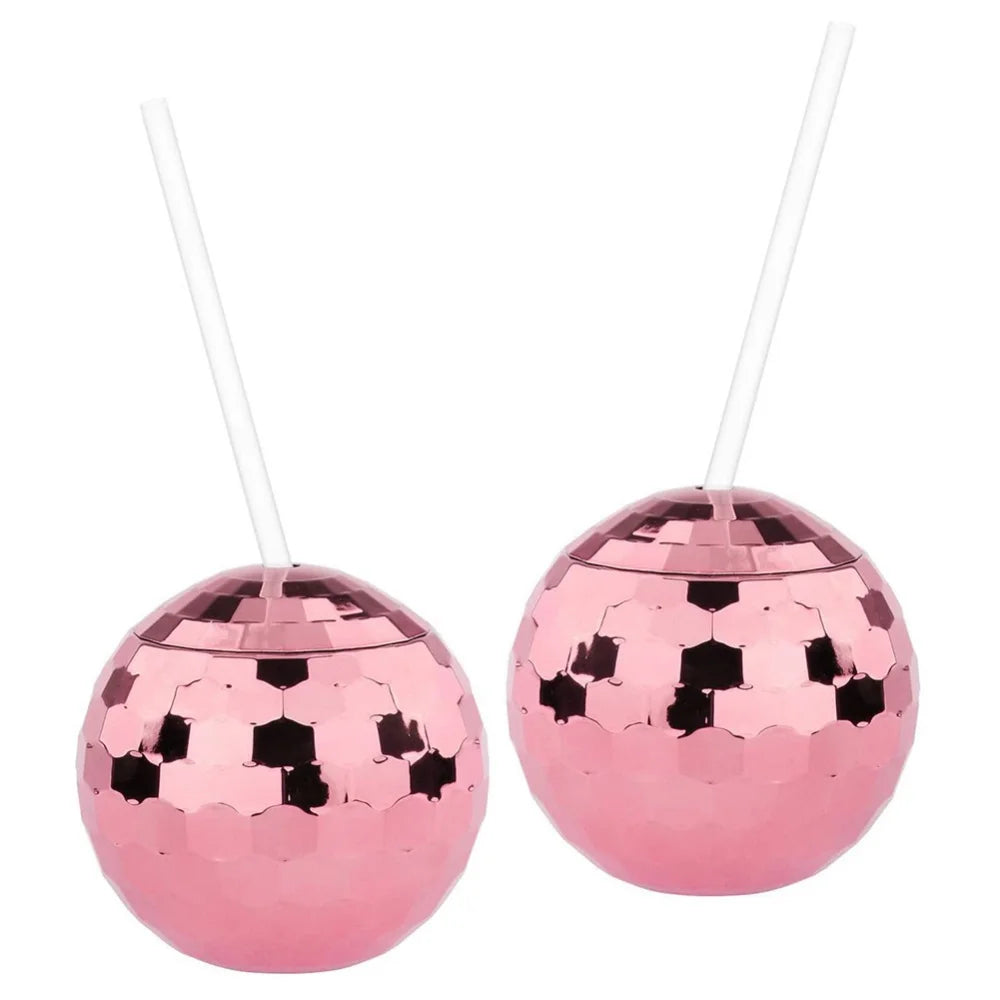 Disco Ball Smoothie Cup 350ml Tumbler with Straw