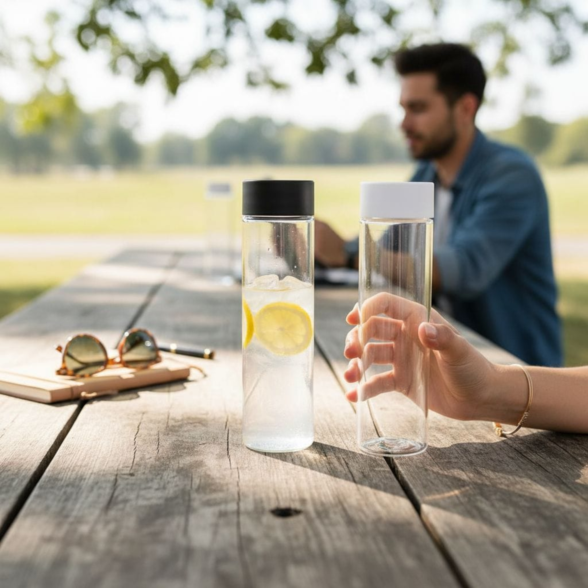 Plastic PET Water Bottle with Lid