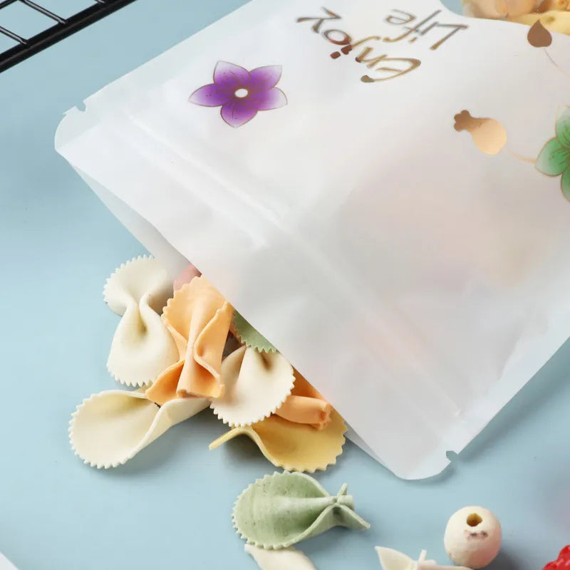 Food Saver Zip Lock Pouch Bag Stand-Up Patterend Resealable Storage Packaging 10pack