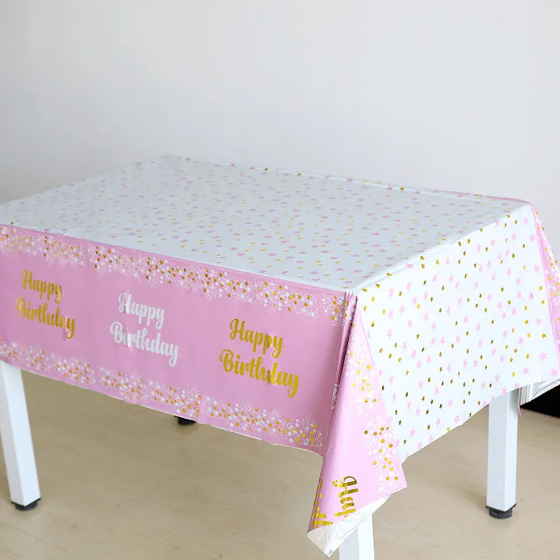 Disposable Waterproof Tablecloth Birthday Party Patterned 137x183cm
