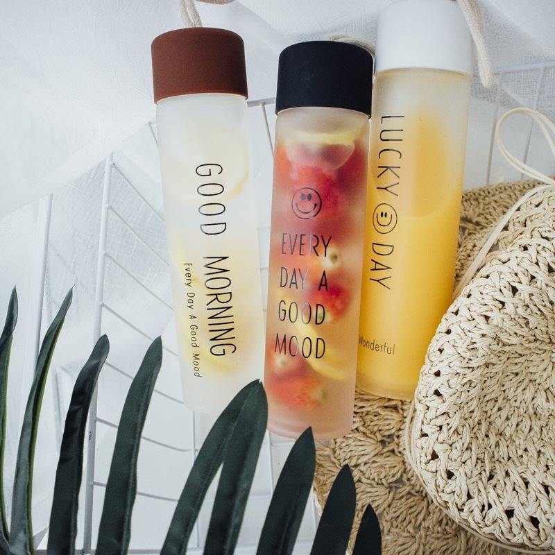 Sports Water Bottle 340ml Frosted Glass 180g 5.5x20cm 1pc