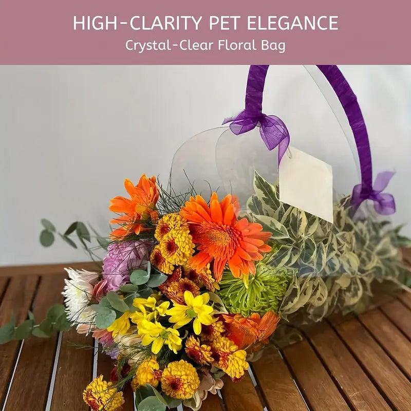 PVC Flower Bouquet Gift Bags Clear with Handle 78x30cm
