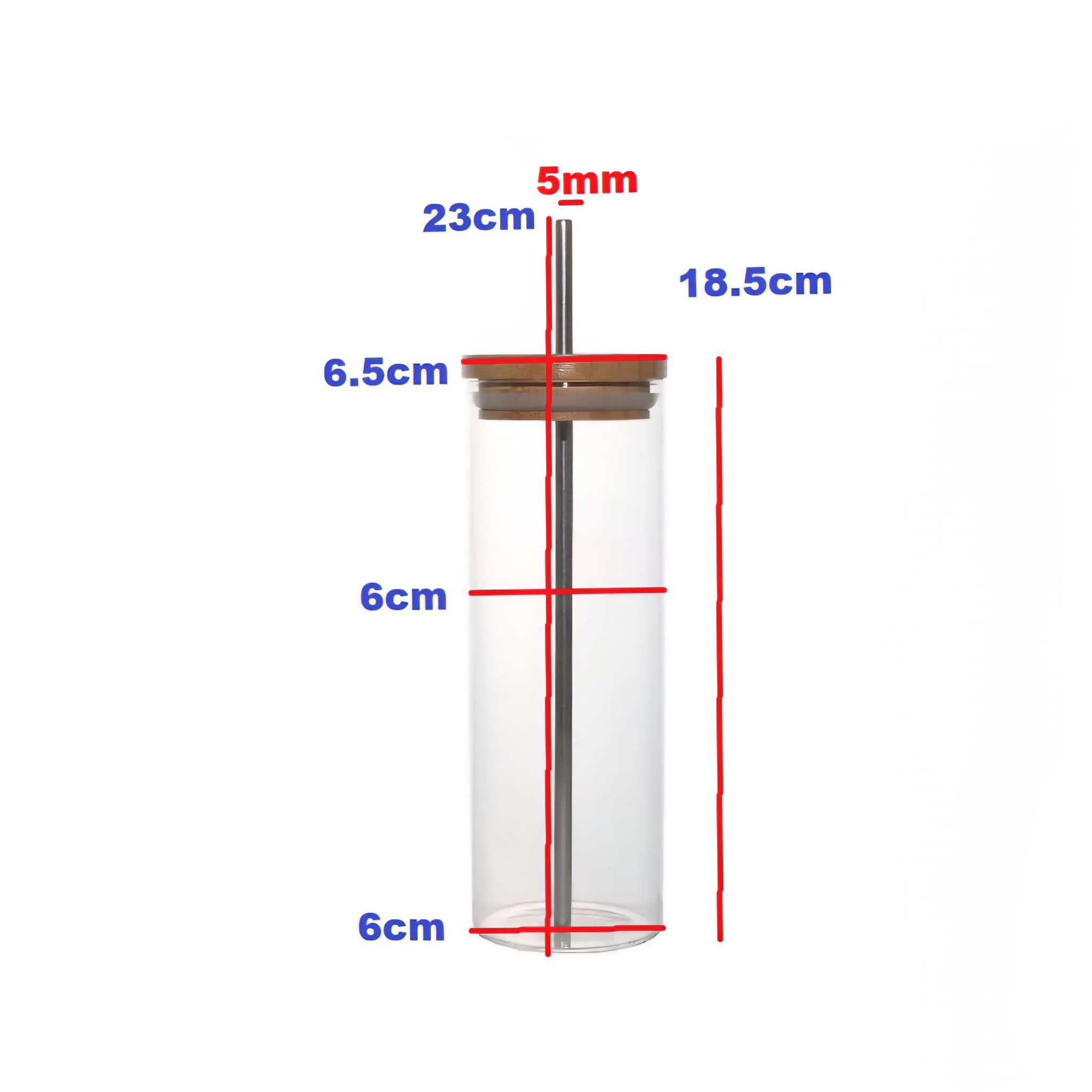 Glass Drinking Bottle with Bamboo Lid & Stainless Steel Straw 450ml
