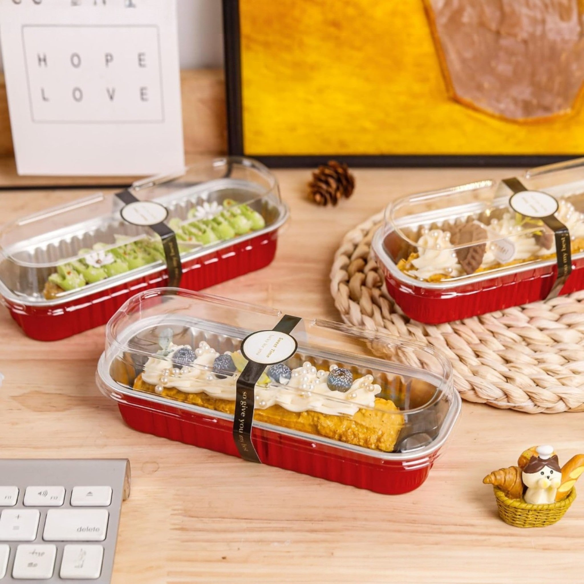 Aluminium Foil Container For Dessert with Lid 16.6x6.5cm