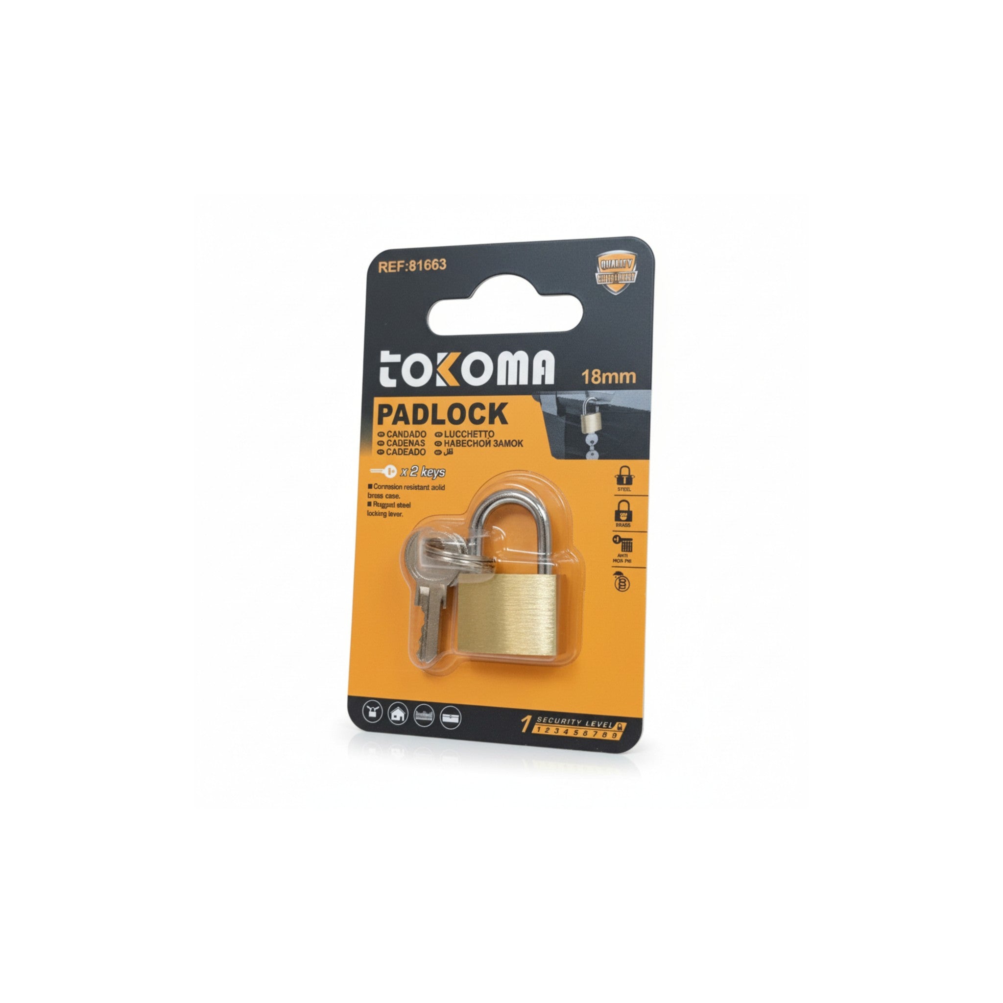 Golden Padlock x2 Keys 18mm