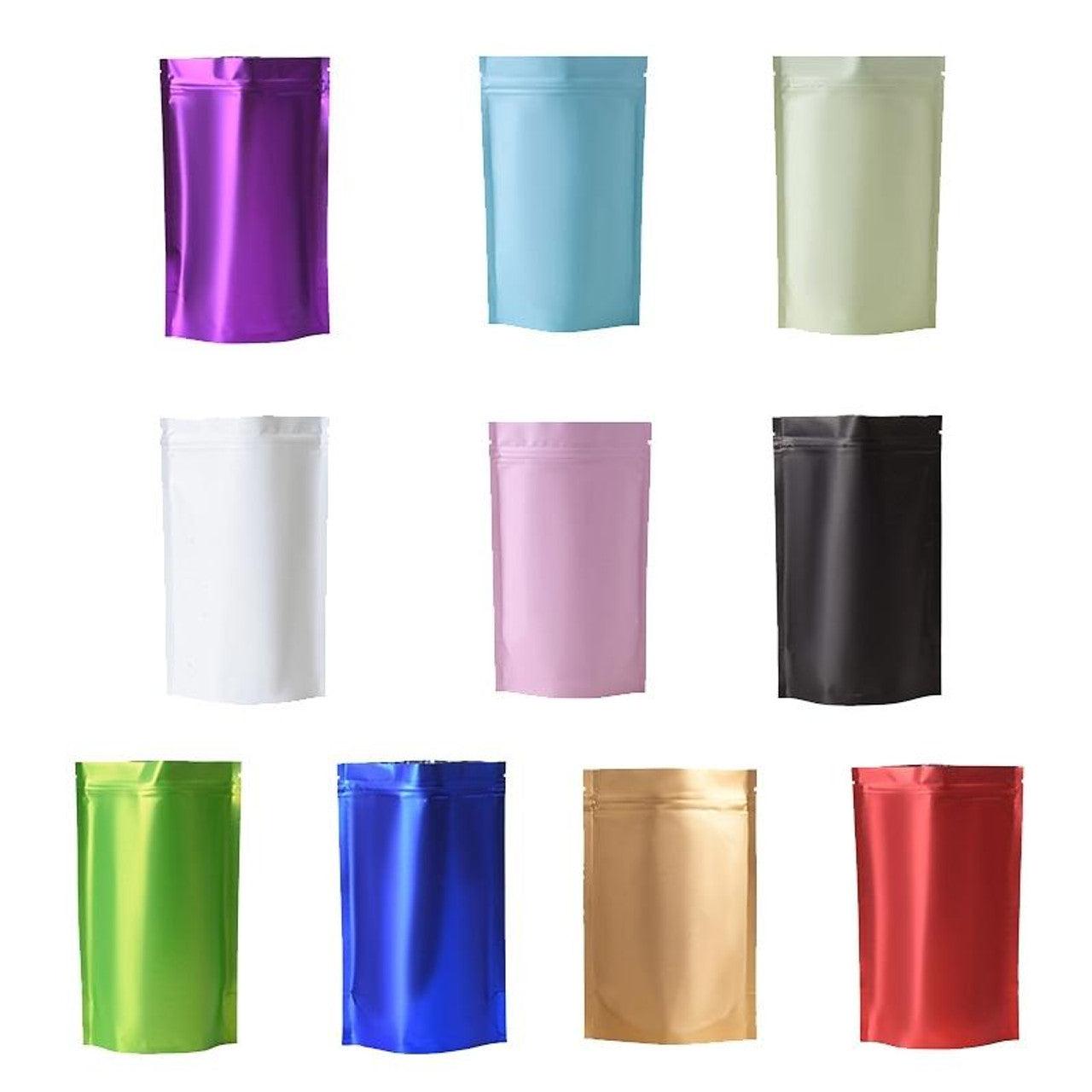 Aluminium Metalized Zip Lock Resealable Foil Stand Up Pouch Packing Bags No-Window 10Pack