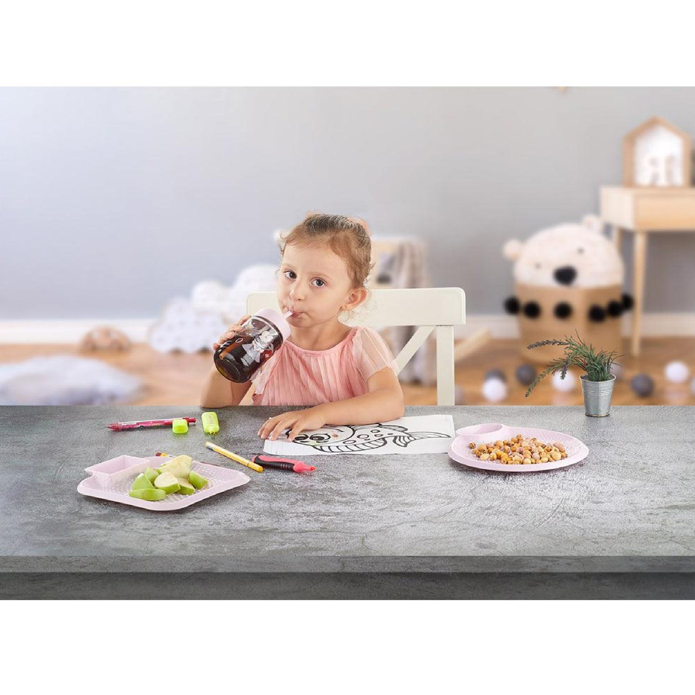 Hane Atlanta Kids Beverage Drinking Bottle with Straw 314cc HN-1755