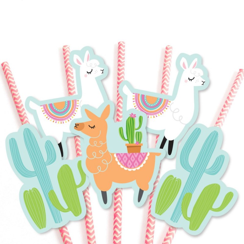 Disposable Paper Straws Cactus Llama 1pc