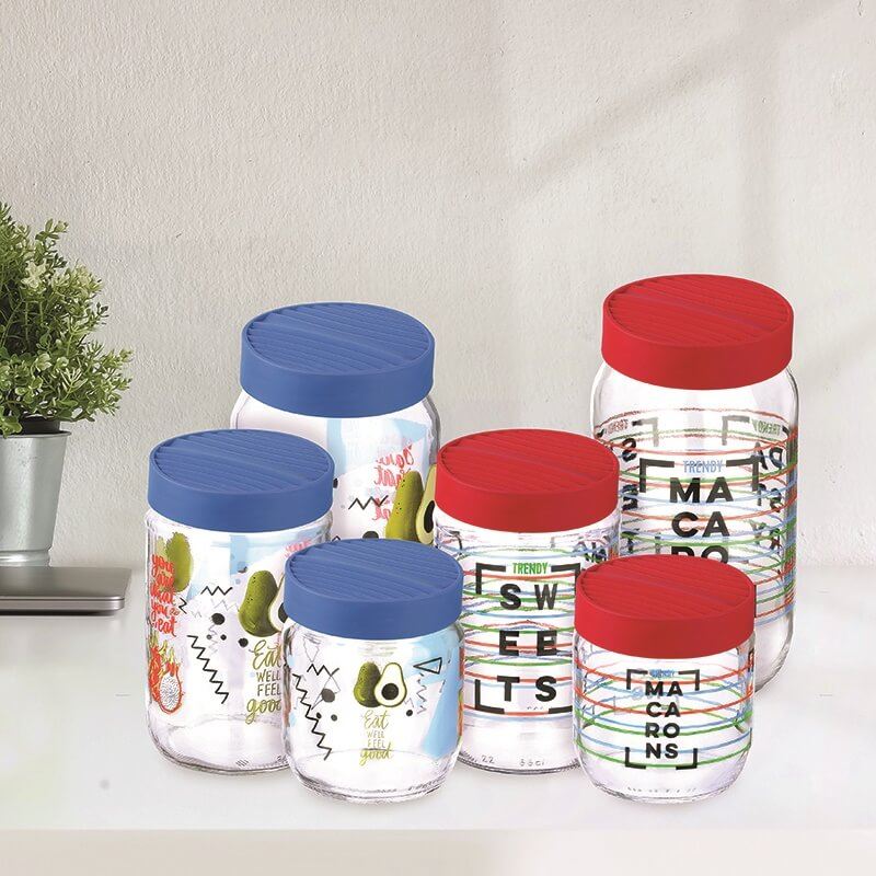 Titiz 1000ml Mood Glass Storage Jar Patterned KC-290