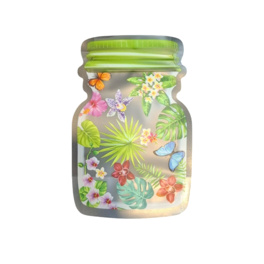 Stand-up Food Saver Zip Lock Pouch Bags Patterned Jar Shaped Resealable Storage Packaging 1pc