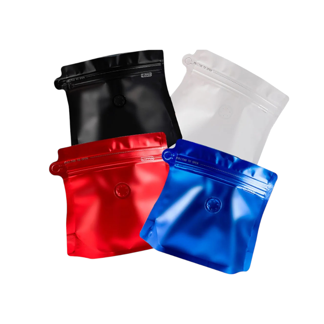 Aluminium Metalized Stand-up Damond Coffee Bean Pouch Bag - Vacuum Seal Pull-tab with Air Valve Resealable 10Pack