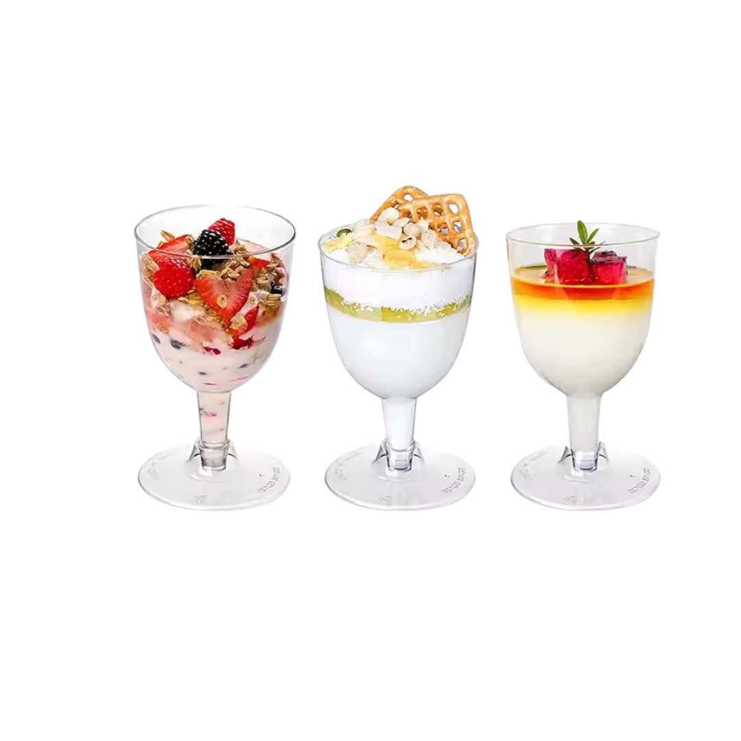 Acrylic Plastic Mini Stemmed Reusable Dessert Cups 140ml 10pack 7x6.3cm