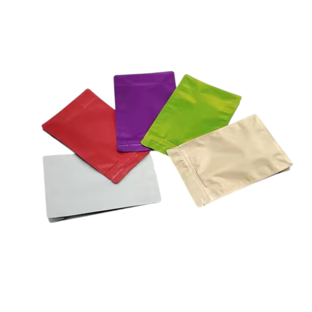 Aluminium Metalized Stand-up Coffee Bean Pouch Bag Reusable - Side Gusset Flat Bottom with Pull-tab & Side Window 10Pack