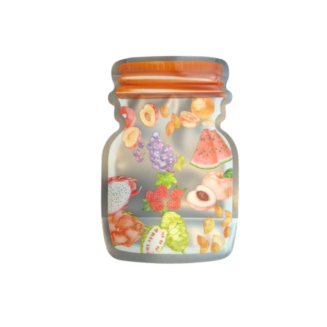 Stand-up Food Saver Zip Lock Pouch Bags Patterned Jar Shaped Resealable Storage Packaging 1pc