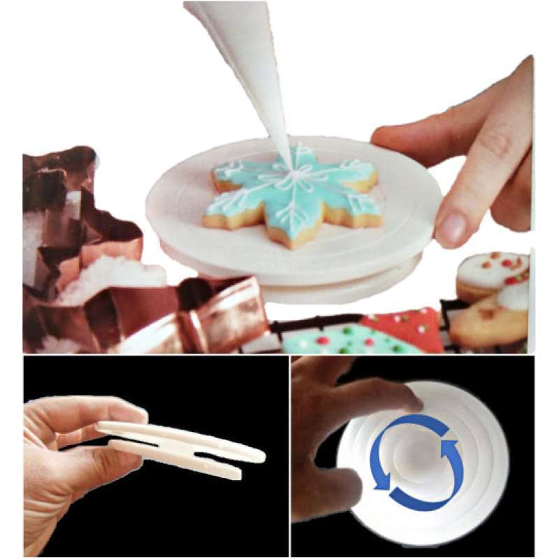 Mini Cookies Decorating Turntable with Stand 12.4x1.8cm Plastic Non-Slip