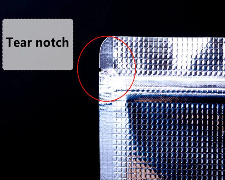 Aluminium Metalized Pouch Bags Zip Lock Resealable Foil Stand-Up with Window Gold Embossed 180mic 10pack