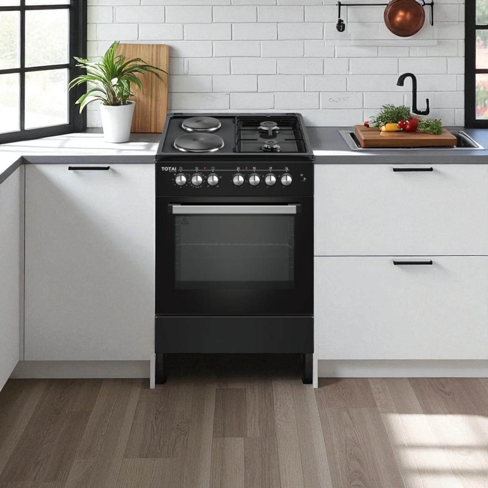 Totai 2-in-1 Gas & Electric Stove 60cm 2 Gas Burner & 2 Electric Solid Plates