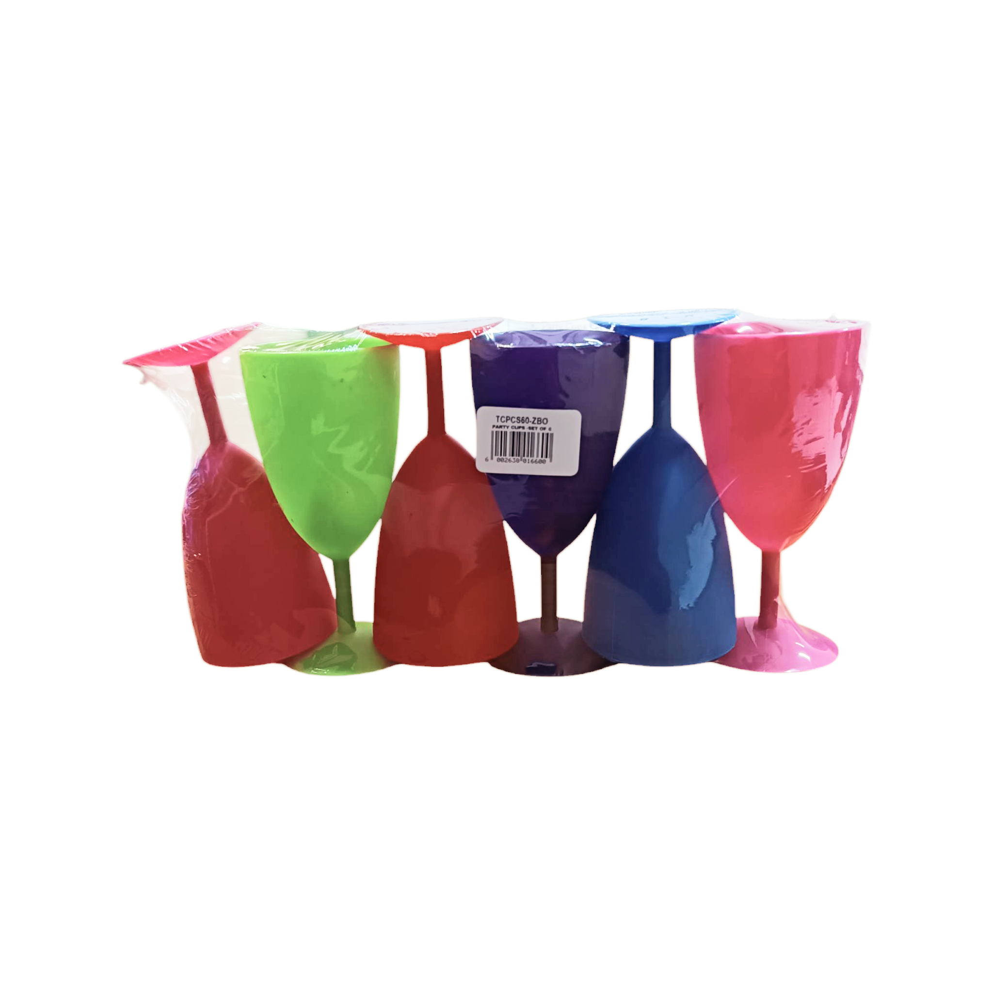 Plastic Party Goblet Cups Stemmed Multicolor 6pc Set