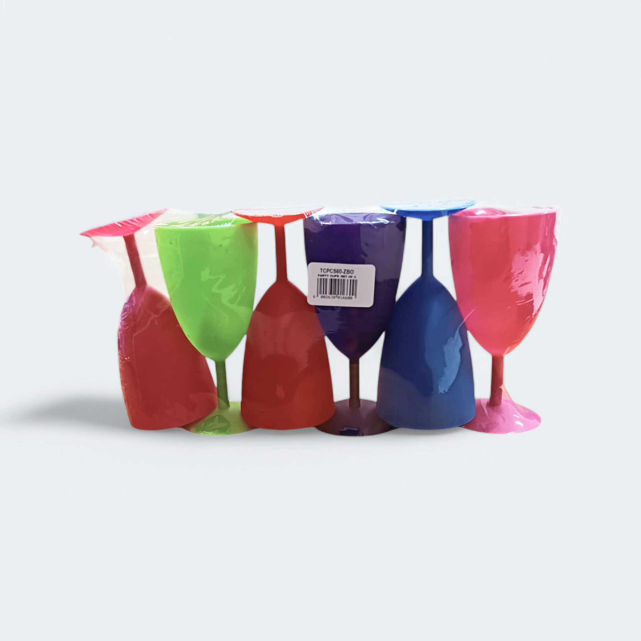 Plastic Party Goblet Cups Stemmed Multicolor 6pc Set