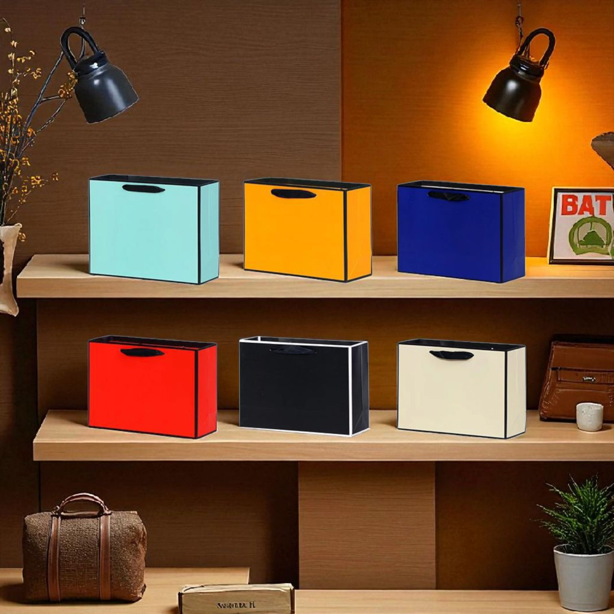 Gift Boutique Shopping Paper Bag With Black Border lines