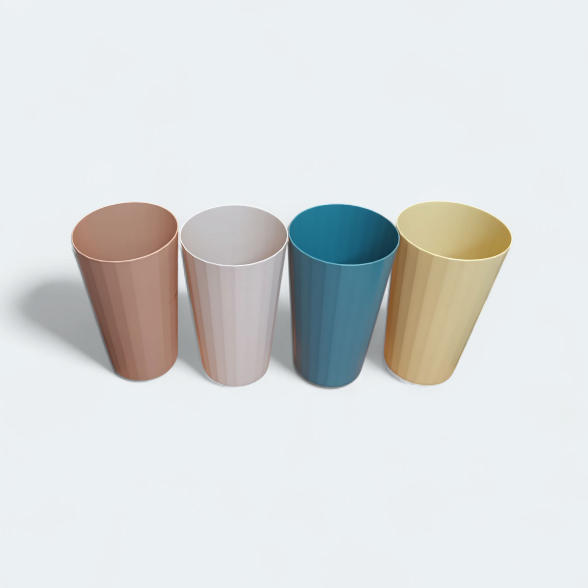 Pastel Picnic Ribbed Plastic Tumbler Cups 8x12.5cm 4pc Set 290ml