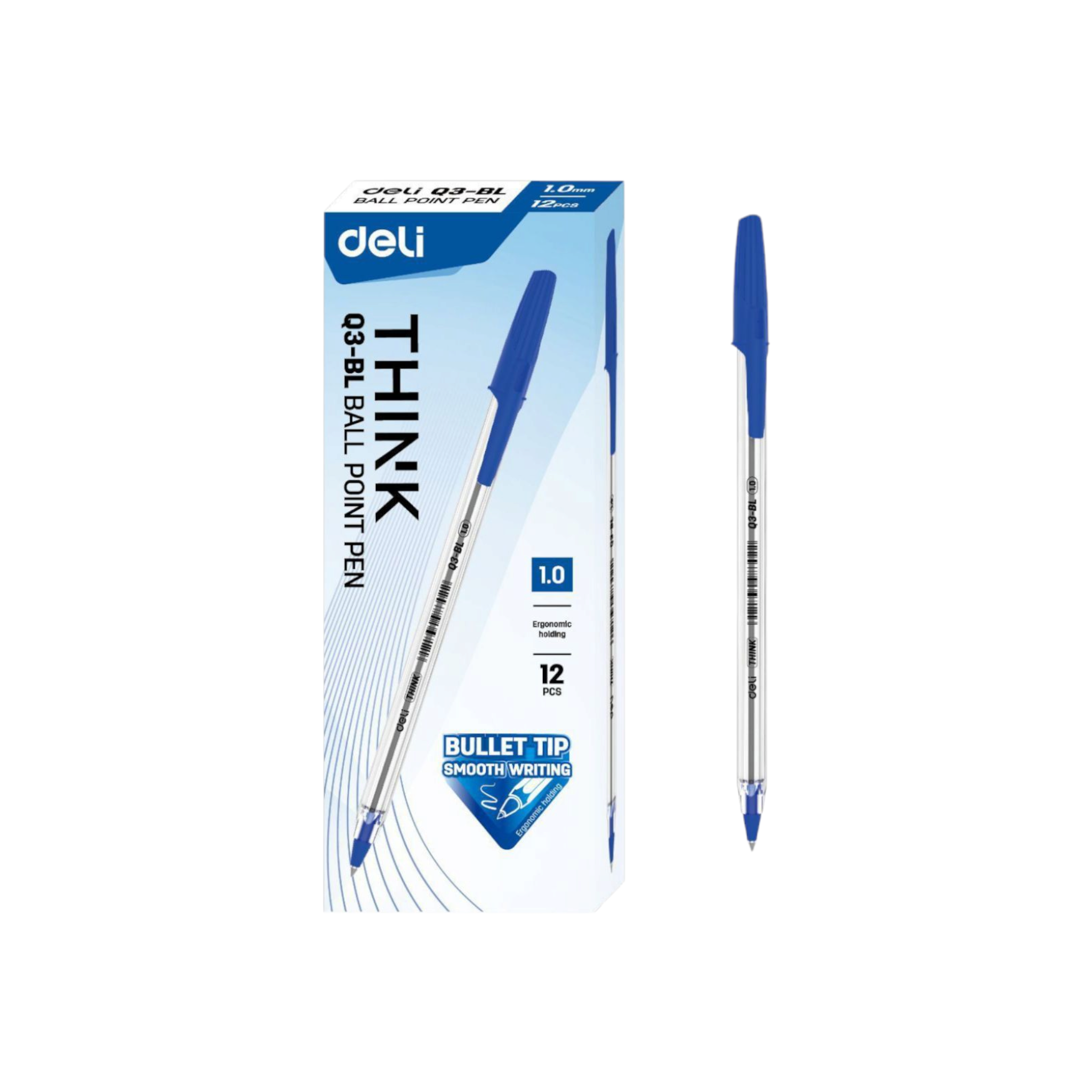 Deli Ballpoint Pen Bullet tip 1.0mm Blue