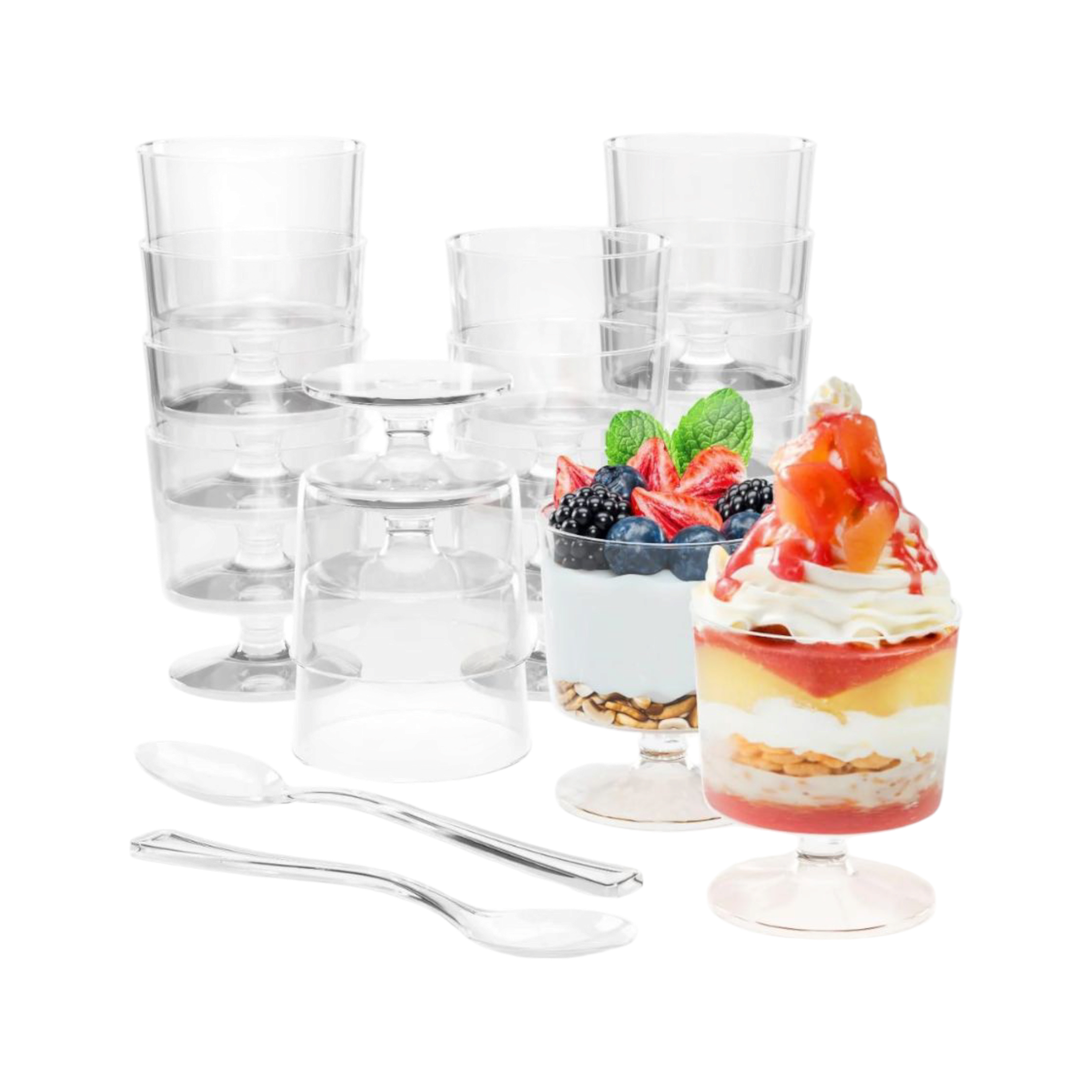 Acrylic Plastic Mini Stemmed Reusable Dessert Cups 120ml 5.5x8.5cm 10pack