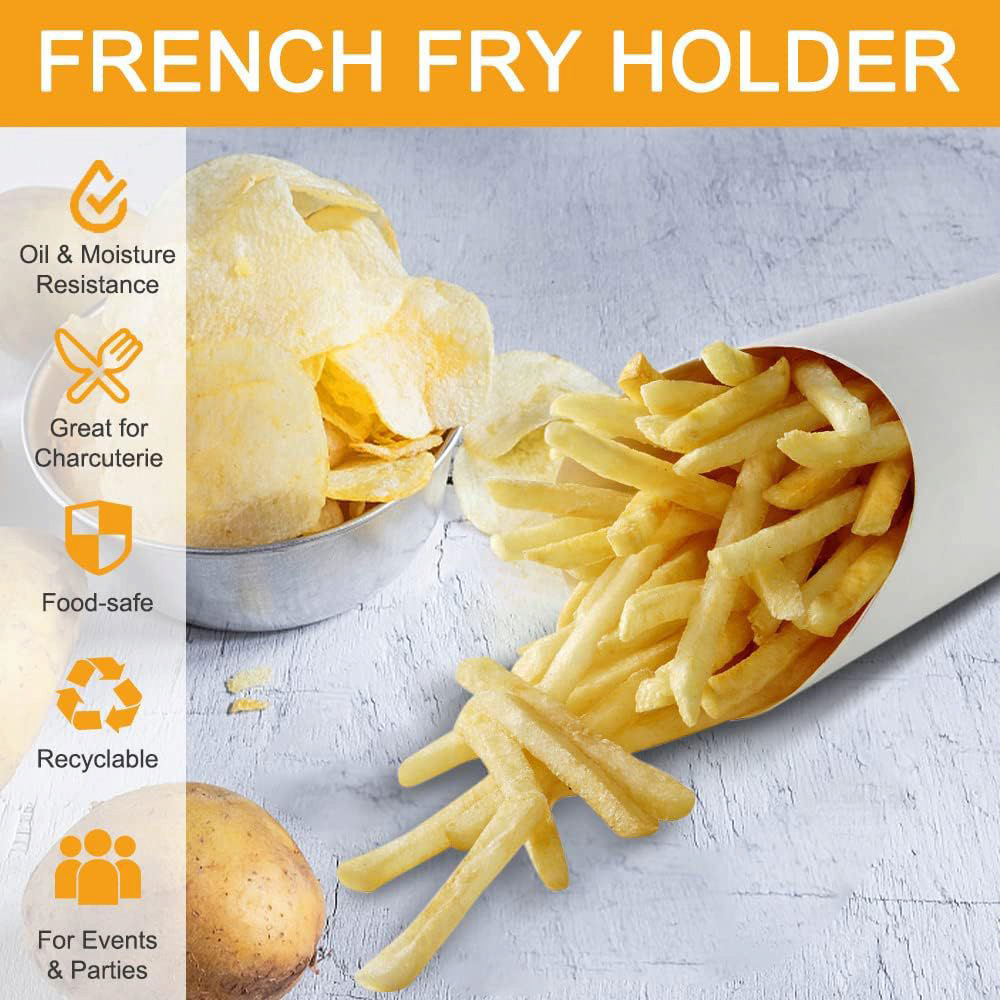 Disposable Kraft French Fries Takeaway Cups White 10pack