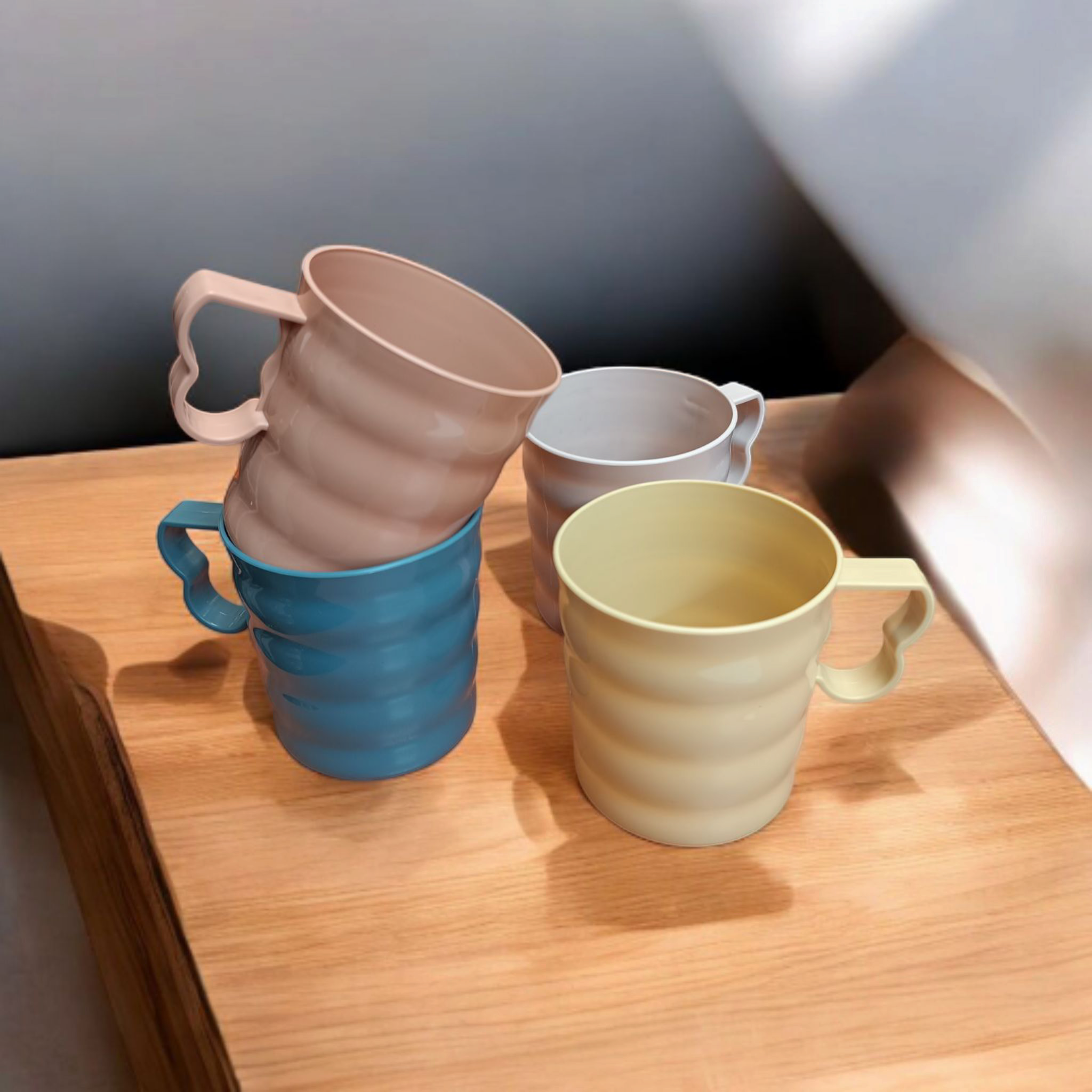 Pastel Picnic Plastic Stackable Tumbler Cups 4pc Set 7.5x8.5cm 300ml