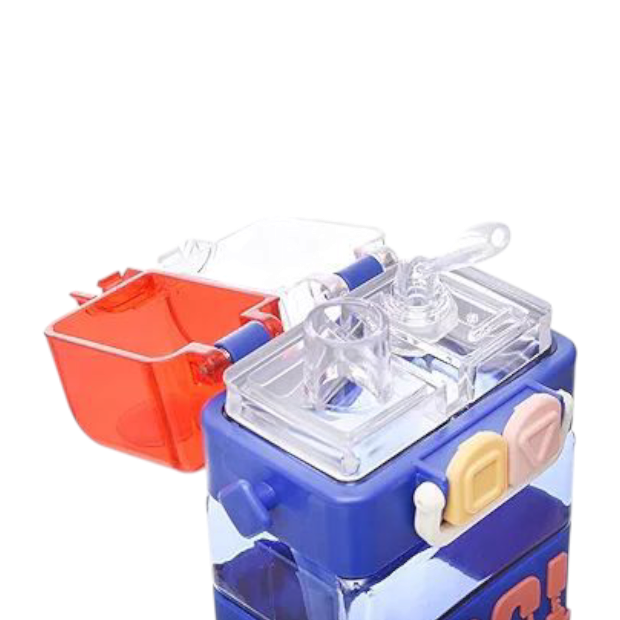 Cute Double Drinking Water Bottle Portable 2 in 1 with Straw 520ml