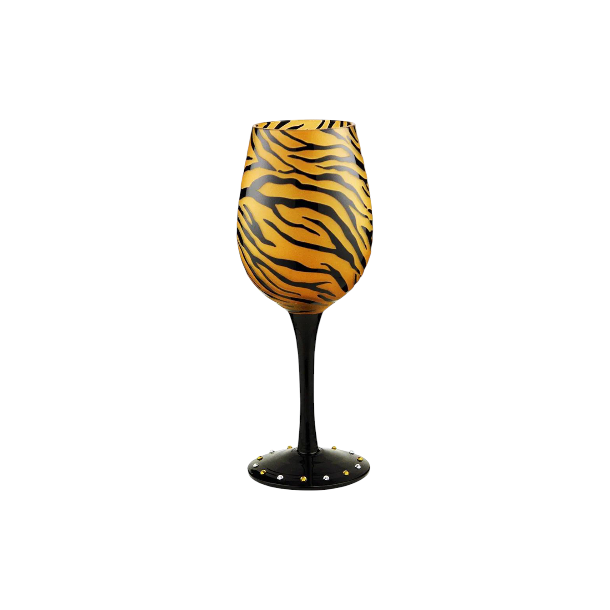 Single Wine Glass Tiger Gold Print 15oz