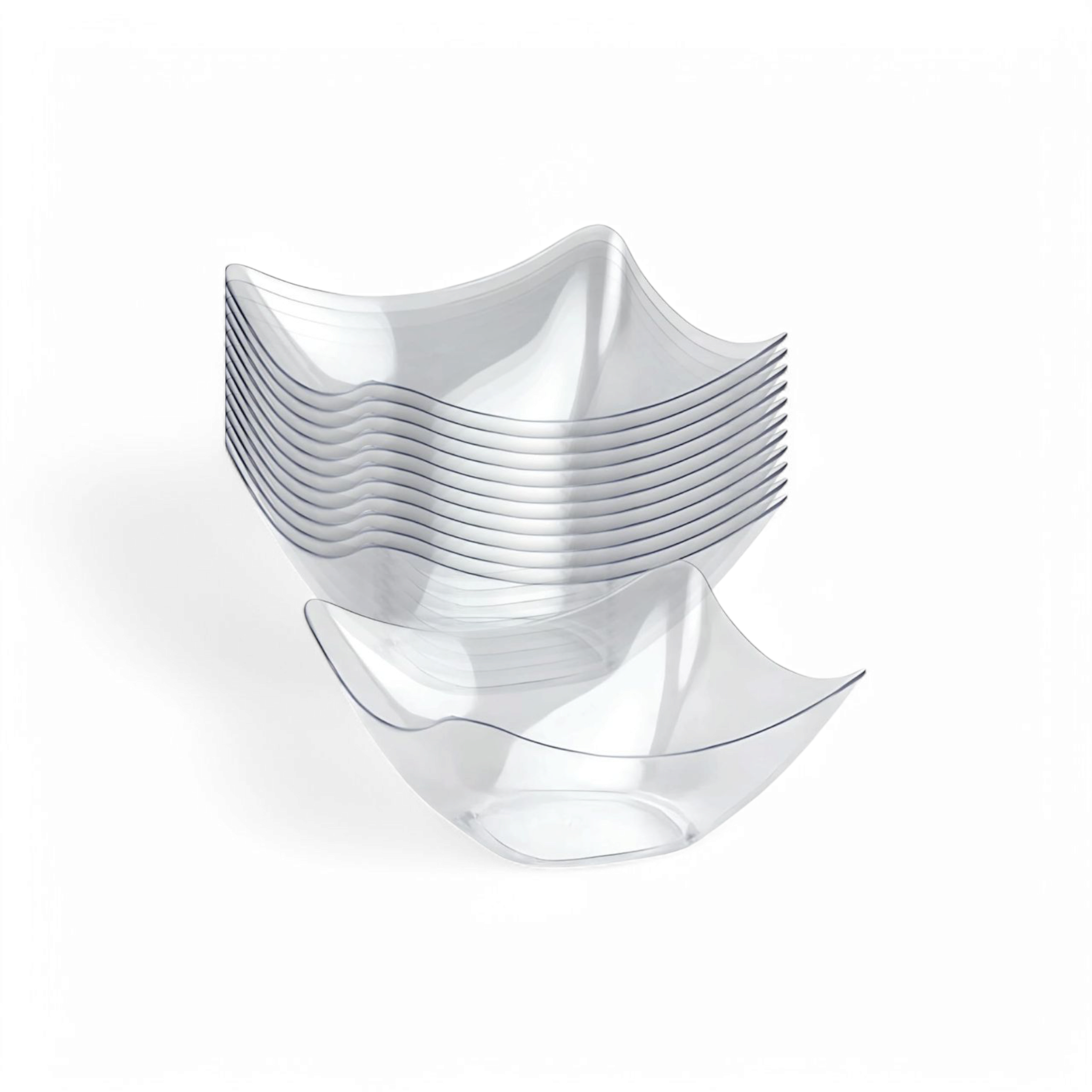 Acrylic Mini Flutter Reusable Dessert Bowl 79ml 10Pcs 7.6x7.6x3.6cm