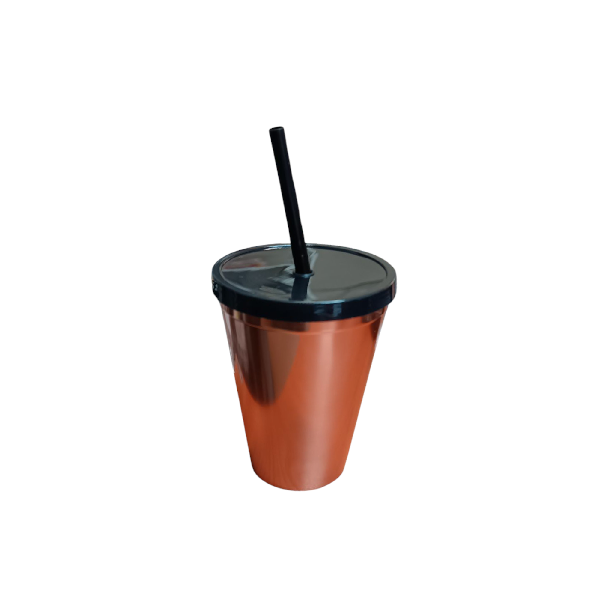 420ml Reusable Metallic Drinking Cup Tumbler with Lid & Straw